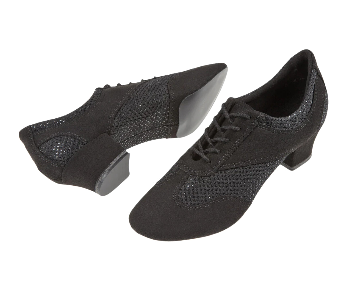 Diamant 188 Tanzschuhe in Schwarz mit Blockabsatz, Ziernetz und Multiflex-Fußbett.